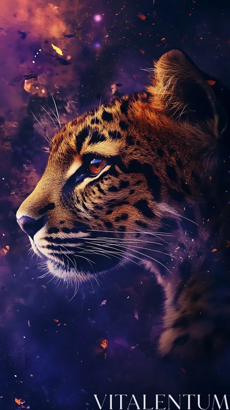 Cosmic Tiger Ablaze: Celestial Beast in Purple Fire