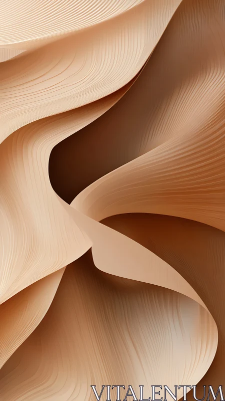 Layered sand-toned ribbons form parametrically curved abstract surface