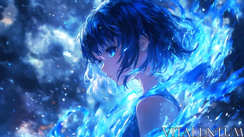 Luminescent psionic profile in cobalt plasma bloom field.