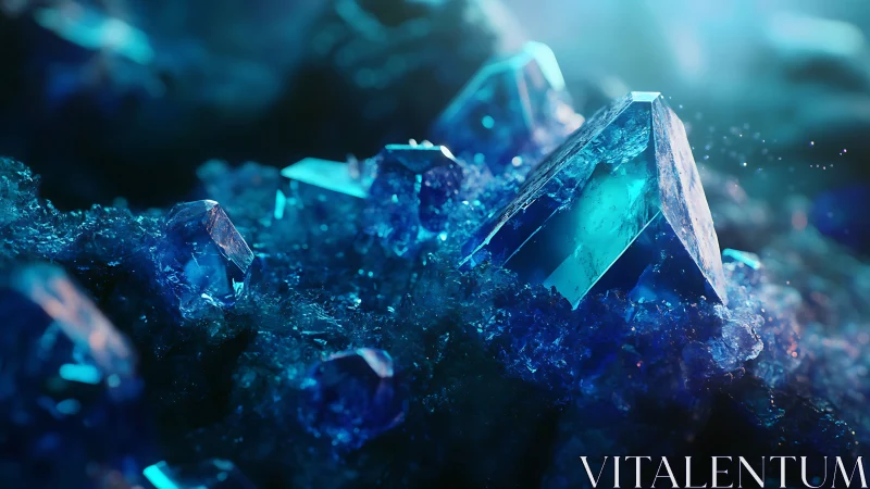 Starlit cobalt crystals rising from a neon-frosted cavern.