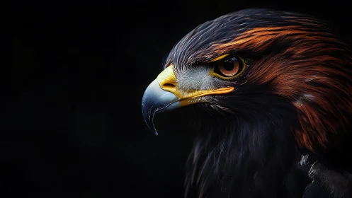 Majestic Golden Eagle Portrait in Dramatic Lighting, Hyper-Realistic Style.