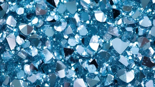 Sparkling blue crystal confetti shimmers in vibrant macro view