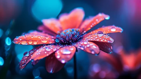 Glistening Petals Dance in Neon Twilight