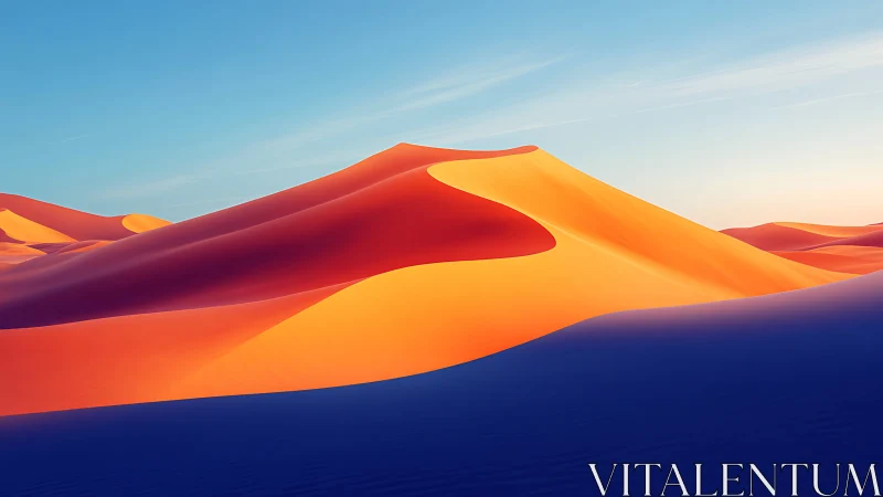 Blazing sunset dunes where molten gold meets indigo hush.