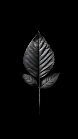Monochrome leaf symmetry under dramatic studio lighting.