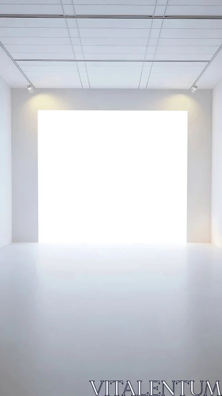 Rectangular light aperture dominates a minimal white room