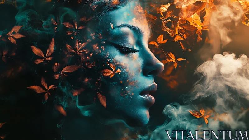 Autumn-breathing dreamscape lets a quiet goddess dissolve