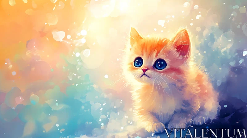 Digital Rendering of Feline Subject in Warm-Cool Color Gradient