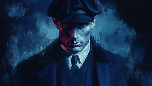 Brooding trench coat figure holds a steady, shadowed gaze