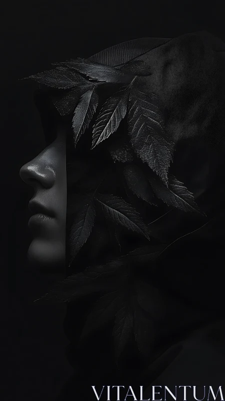 Midnight leaf-hooded profile in quiet moonlit shadow.