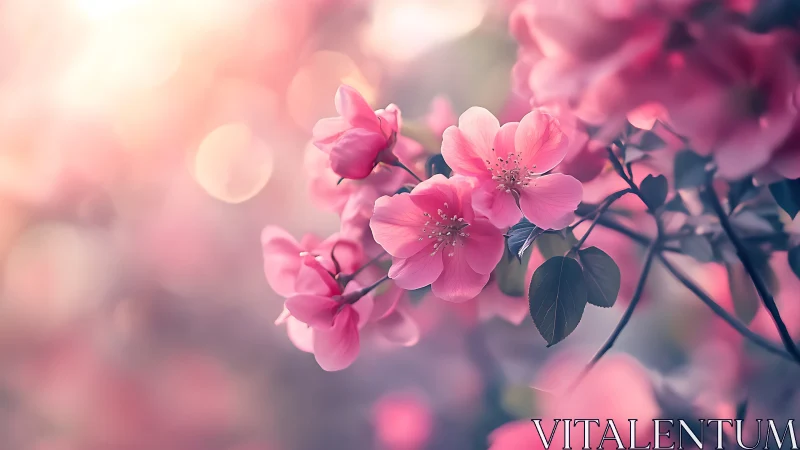 Pink Garden Flowers with Bokeh Depth.