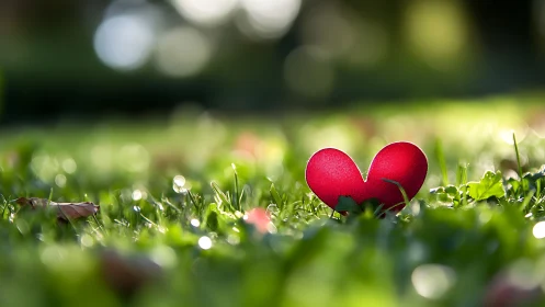 Crimson Heart Rests in Emerald Garden Wonder.