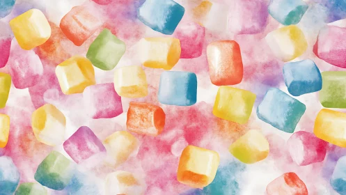 Colorful Watercolor Candy Cubes Pattern