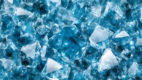 Angular blue crystal shards form a dense refractive surface