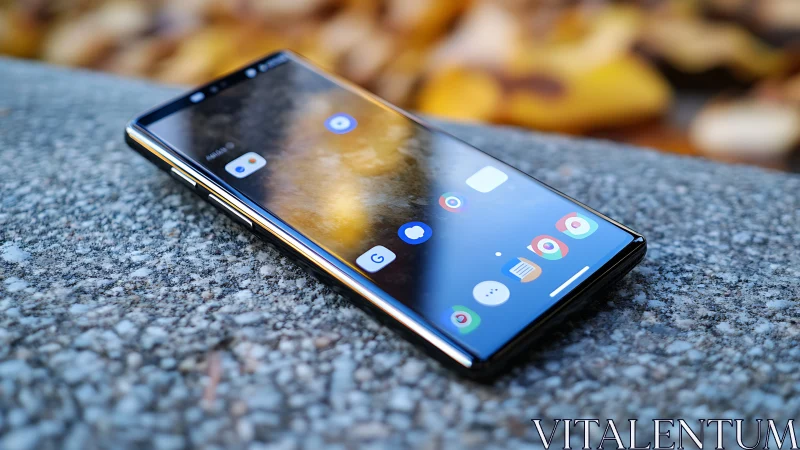 Samsung Galaxy Note smartphone with curved AMOLED display showcasing interface icons