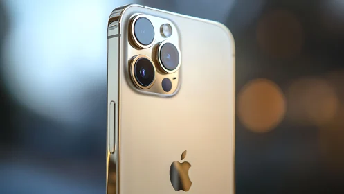 Premium Gold Smartphone Showcased with Professional Camera System