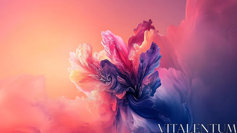 Radiant abstract bloom unfolds in swirling sunset colors