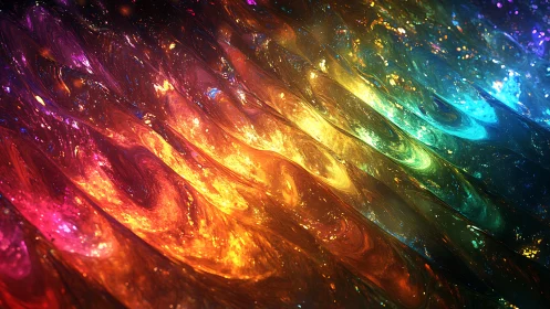Prismatic nebula waves pouring molten rainbow light.