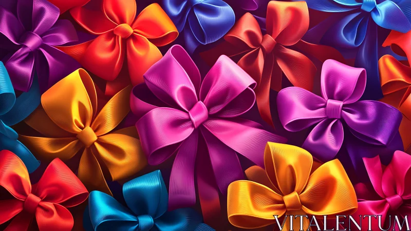 Vibrant satin gift bows cluster in bold saturated color.