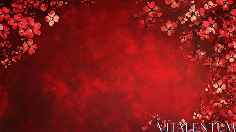 Crimson Cascade: Blossom Storm in Deepest Red.