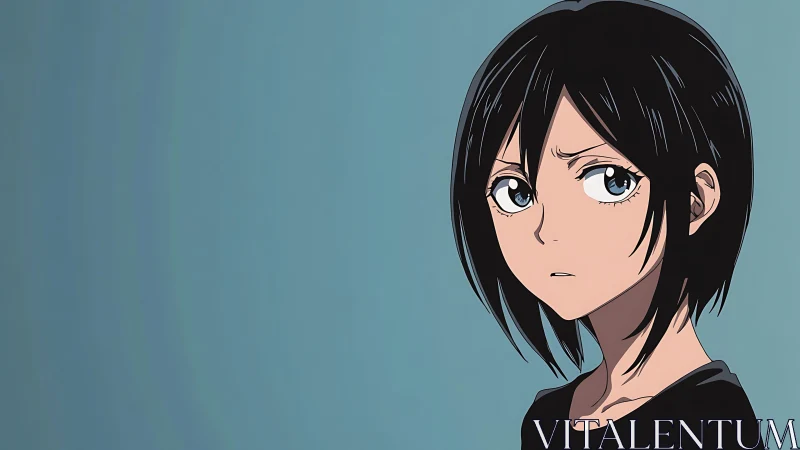 Short-haired anime girl glances aside with wary expression.