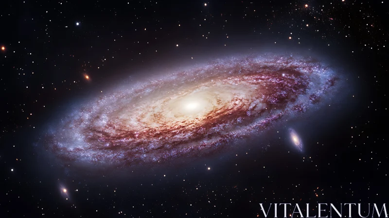 Spiral galaxy pirouettes through velvet space in starry hush.