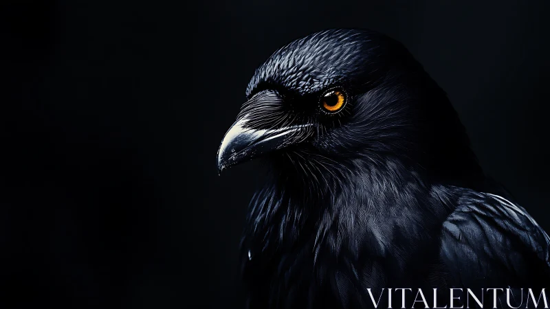 Striking Portrait of a Raven in Dramatic Low-Key Lighting.