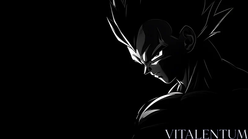 High-contrast anime warrior portrait uses stark rim lighting