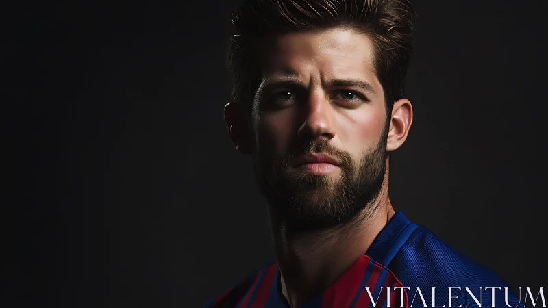 Bearded male athlete posed in dramatic studio lighting