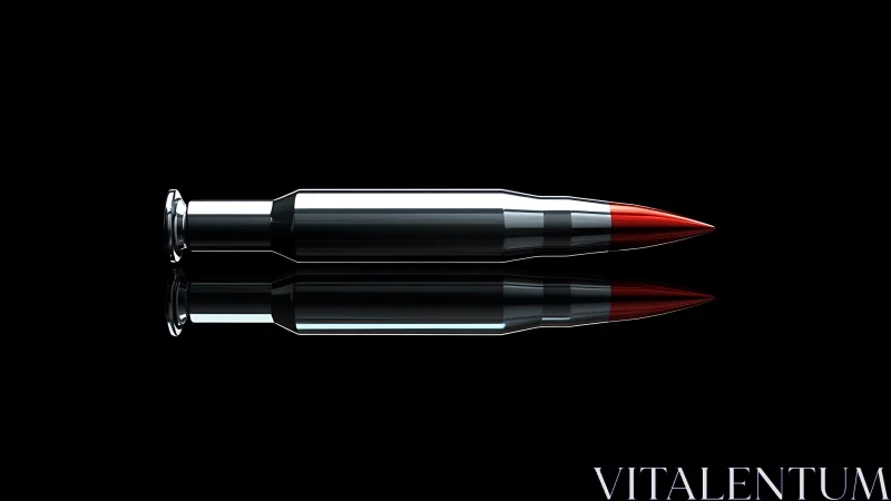 Precision Rifle Cartridge with Red Projectile Tip. Technical Rendering.