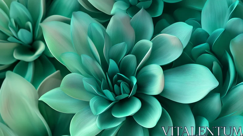 Turquoise Succulent Flower Petals In Close Detail.