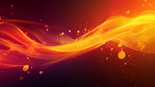 Flowing light waves with particle effects across warm spectrum.