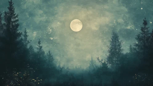 Moonlit Forest Clearing with Ethereal Luminescence.