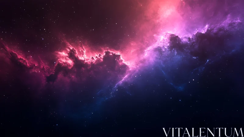 Nebula cloudscape in vivid magenta and deep blue space.