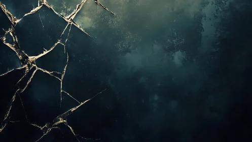 Shattered dusk horizon with golden fractures yawning wide.