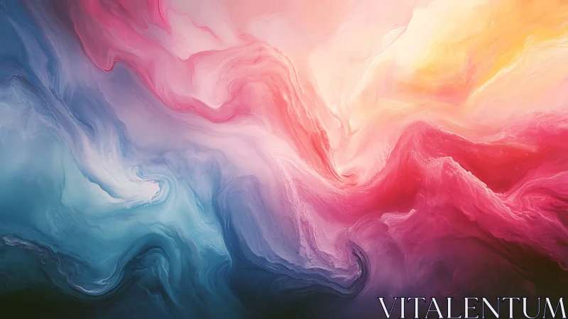 Chromatic fluid vortex forms luminous abstract atmospheric currents