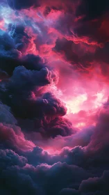 Volumetric neon storm clouds sculpt a luminous celestial vortex