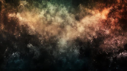 Abstract cosmic nebula with textured clouds and vibrant color blend.