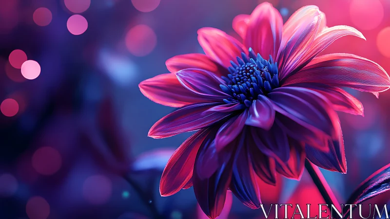 Neon-Illuminated Gerbera Daisy with Chromatic Gradient Petals