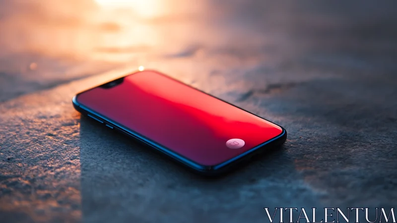 Contemporary Smartphone Display with Gradient Wallpaper Rendered at Golden Hour