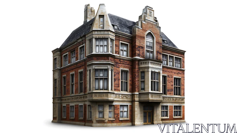 Photorealistic corner townhouse with Edwardian brick articulation.