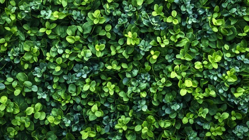 Leafy chorus on a lush emerald living wall of calm.