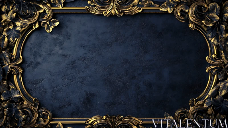Elegant navy background with ornate golden floral frame.