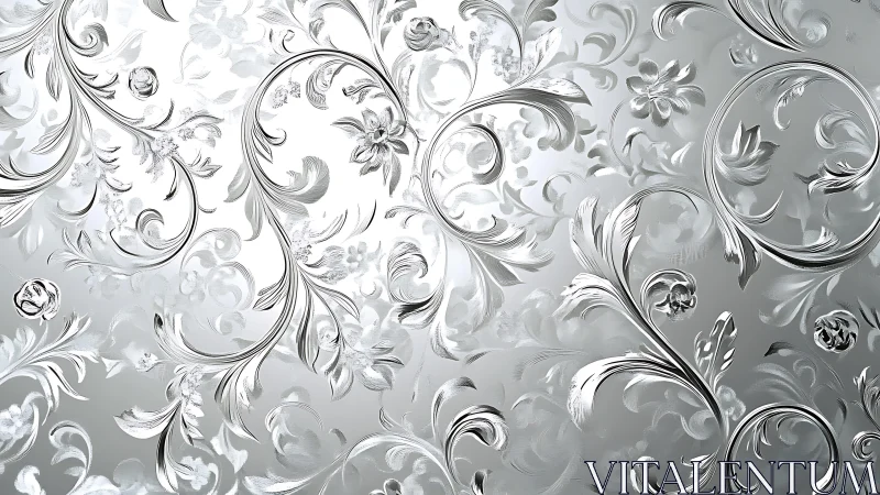 Elegant Metallic Floral Pattern with Baroque Styling.