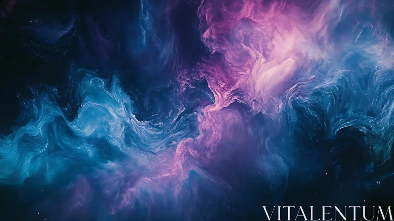 Cosmic nebula swirls in blue and magenta digital space art.