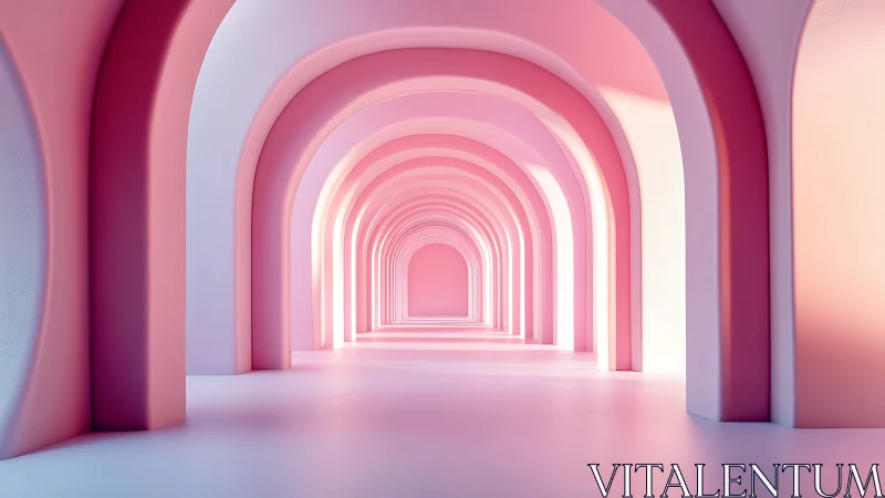 Dreamy pastel archway inviting you into soft pink light.