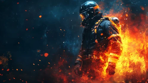 Inferno Sentinel: Armored Warrior Consumed by Raging Flames.