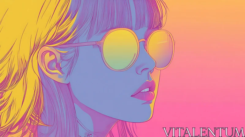Neon daydream girl in sunset gradient shades of cool.