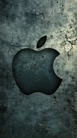 Black Apple Logo Emerges From Weathered Stone Texture