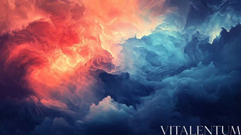 Clouds of fire and ice swirling in a dreamy twilight sky.